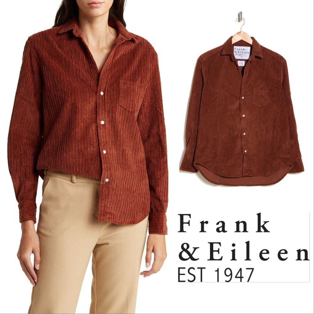 Frank & Eileen SHIRT SIZE XS Button-Up Relaxed Corduroy Toffee Brown NEW $268